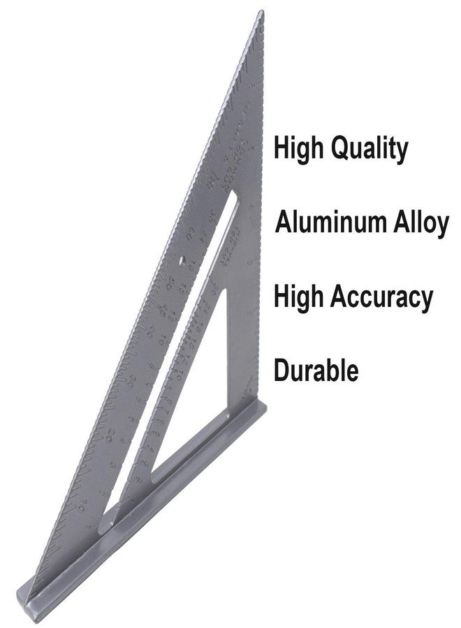 THS 6" 45 Degree Square Layout Tool,Double Side Scale Aluminium Alloy Metric Inch Triangle Measurement in 90 Degree Triangle Ruler Carpenter Tool (Silver, 6) - Image 2